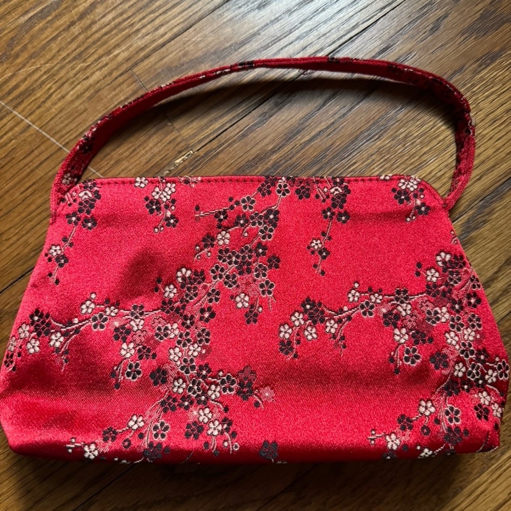 Elegant Red Floral Women's Bag